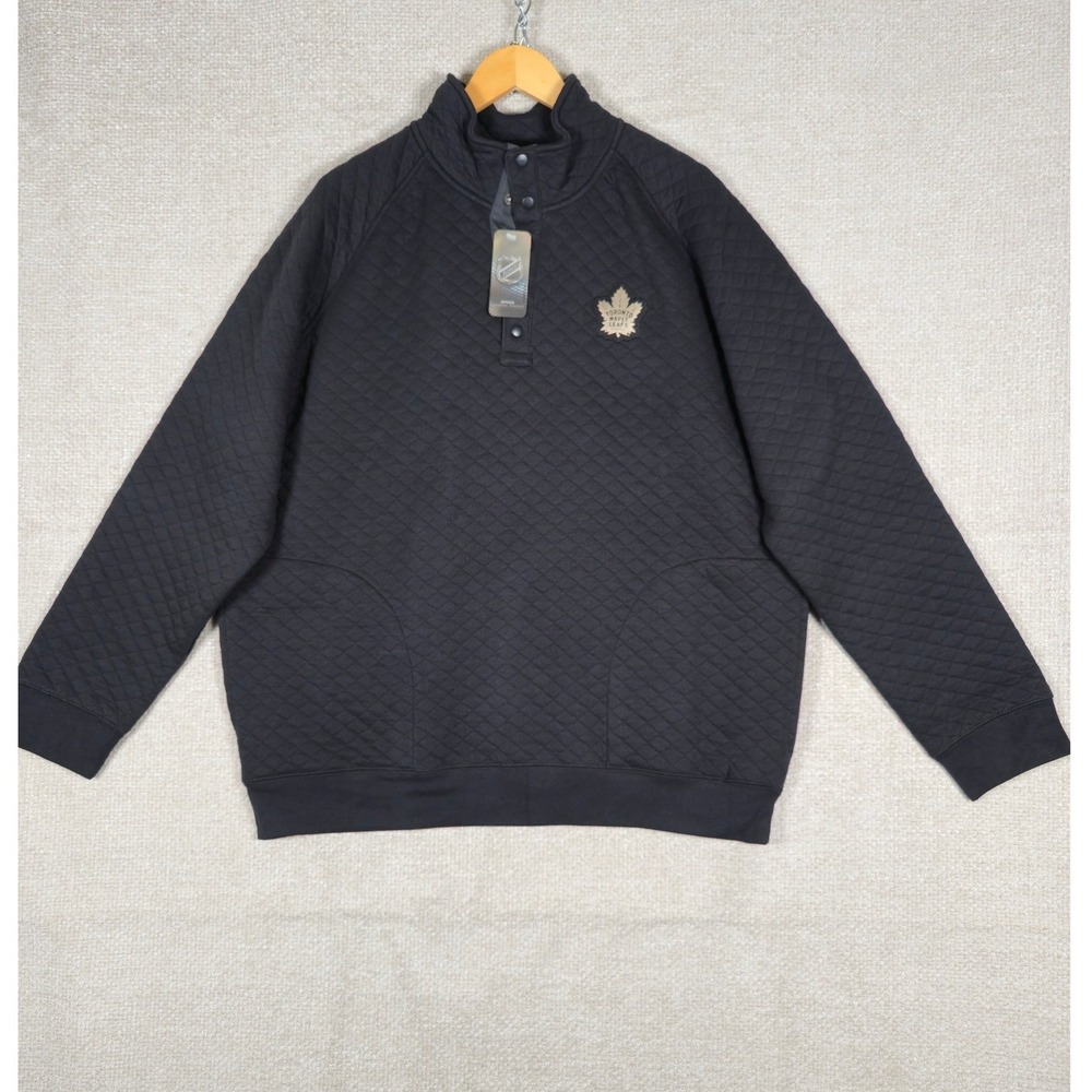 Blue 84 NHL Toronto‎ Maple Leafs Snap Pullover Sweatshirt Mens XL Black NWT